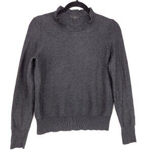 J Crew Merino Wool Blend Sweater Top Womens XS Long Sleeve Flutter Round Neck